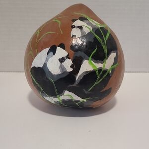 Hand-Painted Panda Gourd Decor